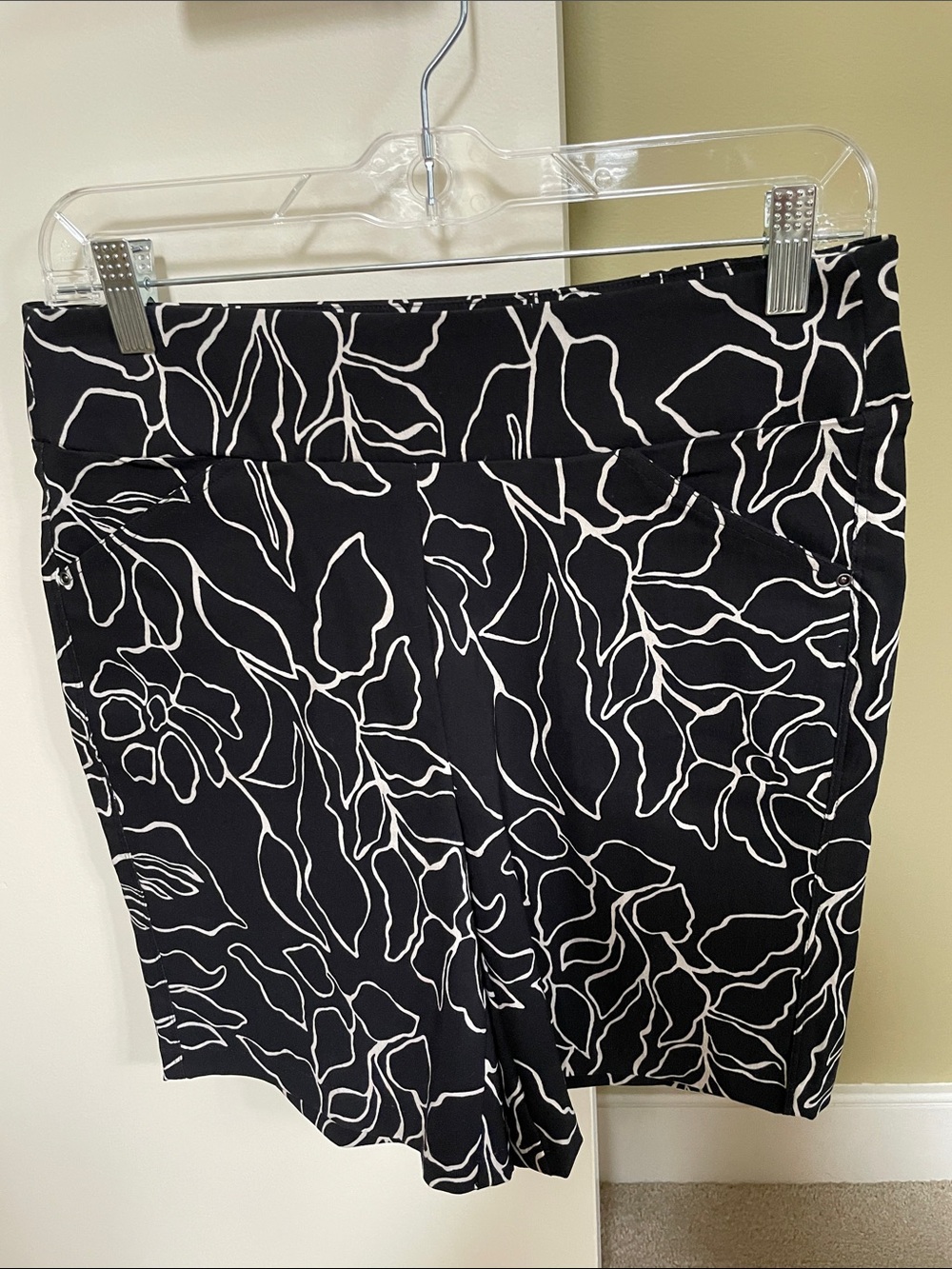 Black & White Abstract Floral Shorts